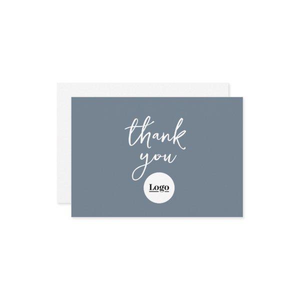 Business Logo Slate Gray Thank You Card