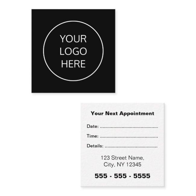 Business Logo Square Black White Appointment Card