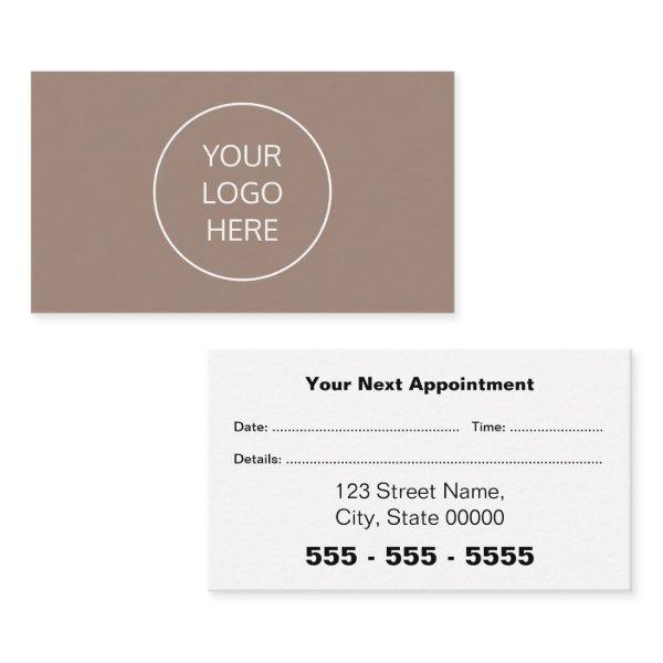 Business Logo Taupe Appointment Card