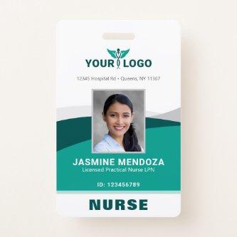 Business Logo Template Teal Employee Photo Name ID Badge