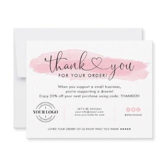 Business Logo Thank You Blush Pink Script Heart Invitation