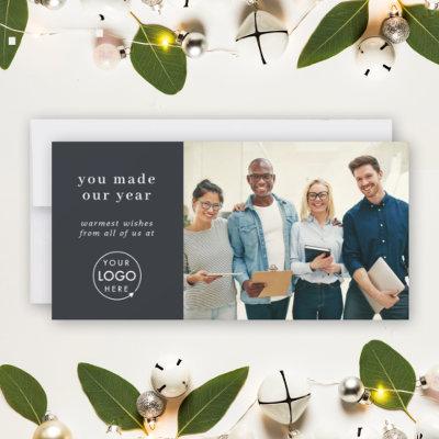 Business Logo Thank You | Team Photo Corporate Holiday Card