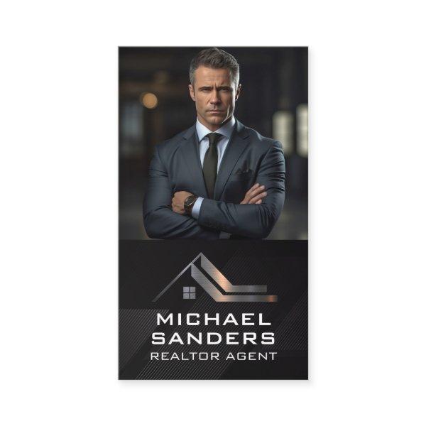 Business Man in Suit | Real Estate Logo Metallic