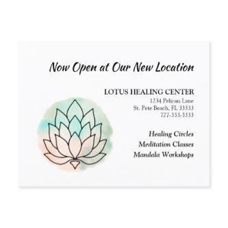 Business Moving Elegant Lotus New Address  Announcement Postcard