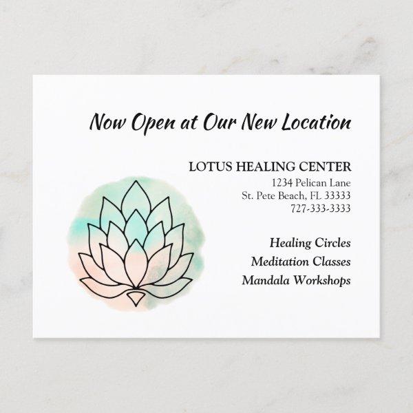 Business Moving Elegant Lotus New Address  Announcement Postcard