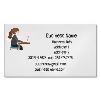Business Name Custom Person at Desk  Magnet