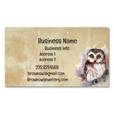 Business Name Cute Watercolor Owl Bird Wildlife   Magnet