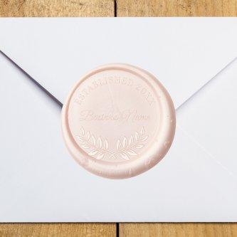 Business name established year laurel wreath wax seal sticker