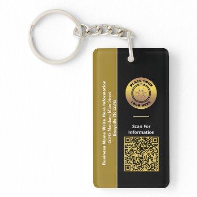 Business Name QR Code Bar Code Custom   Keychain