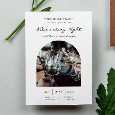 Business Networking Dinner & Drinks Event Photo Invitation