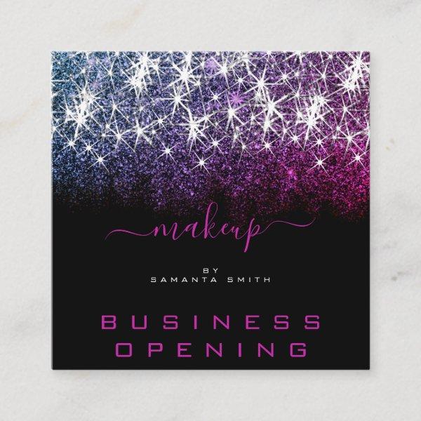 Business Opening Makeup Pink Purple Glitter Spark Square