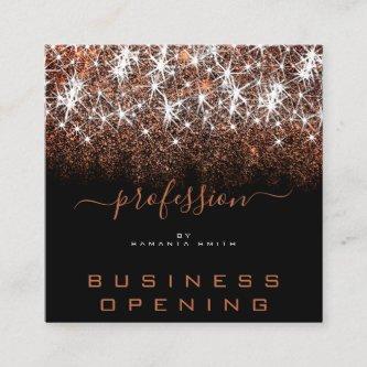 Business Opening Professional Rose Golden Glitter Square