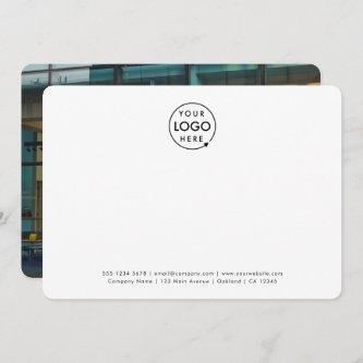 Business Photo Professional Logo White Minimalist Note Card