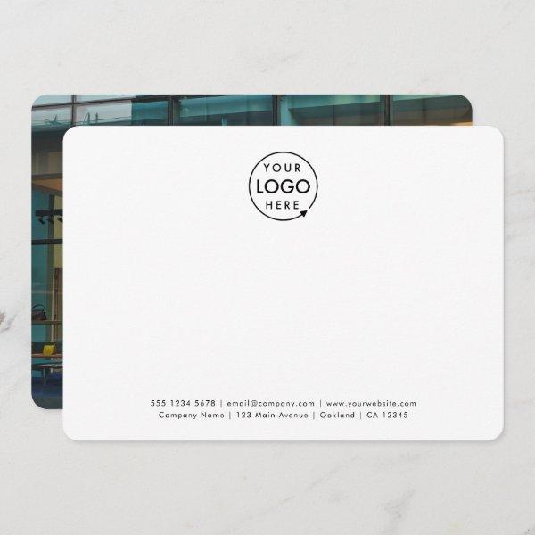 Business Photo Professional Logo White Minimalist Note Card