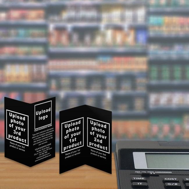 Business Products on Small Black Folded Card