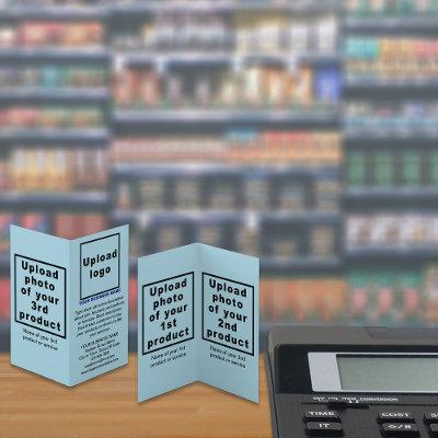 Business Products on Small Light Blue Folded Card