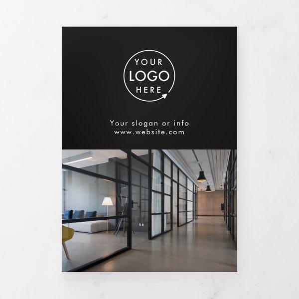 Business Professional Logo Black Tri-fold Brochure