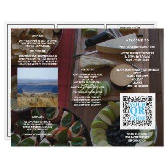 Business QR Code Dark Photo Cool Tri-Fold Menu