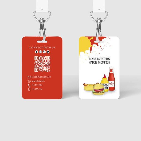 Business QR Code Hamburger Hotdog  Badge
