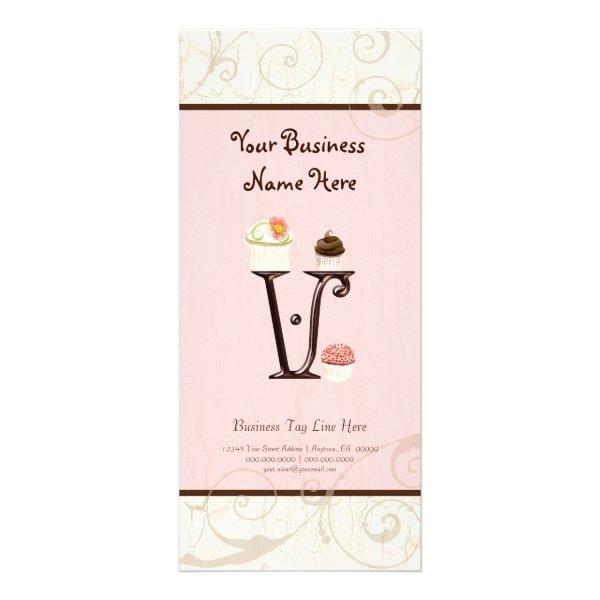 Business Rate Card - Letter V Monogram Dessert Bak