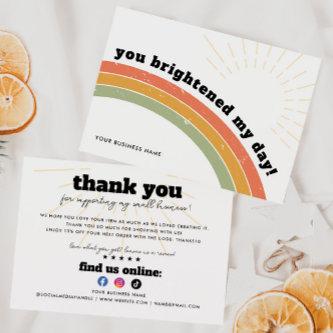 Business Retro 70s Rainbow Sun Brightened my Day Thank You Card