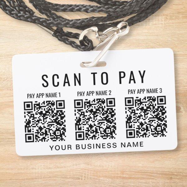 Business Scan to Pay 3 QR Codes  Badge