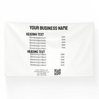 Business services products price list menu card  banner
