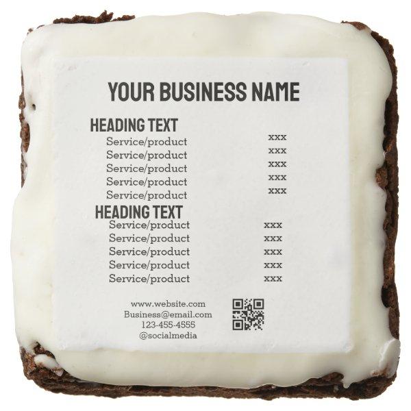 Business services products price list menu card  brownie