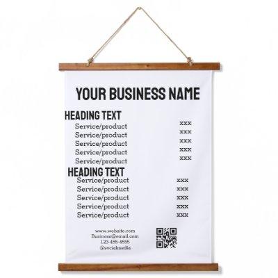 Business services products price list menu card  hanging tapestry