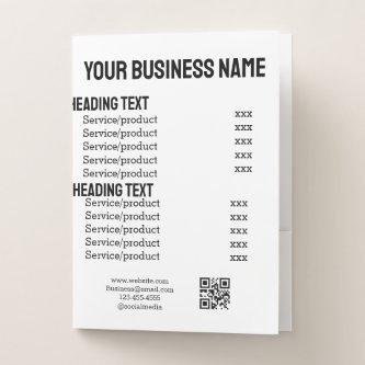 Business services products price list menu card  pocket folder