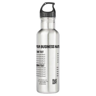 Business services products price list menu card  stainless steel water bottle