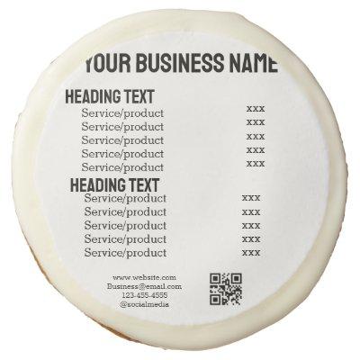 Business services products price list menu card  sugar cookie