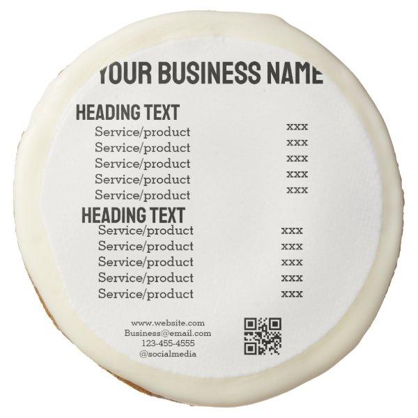 Business services products price list menu card  sugar cookie