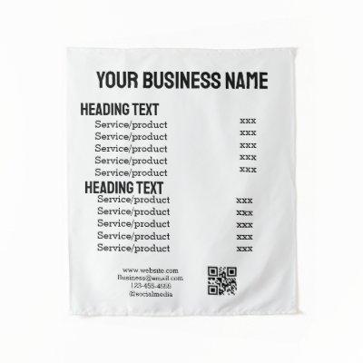 Business services products price list menu card  tapestry