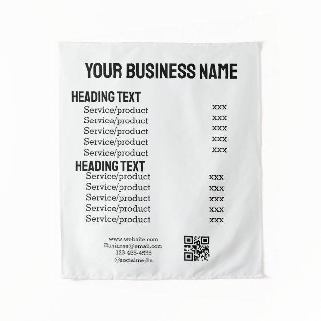 Business services products price list menu card tapestry