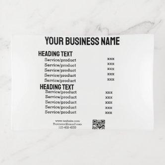 Business services products price list menu card  trinket tray