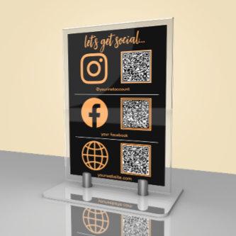 Business Social Media Sign With QR Code Table Number
