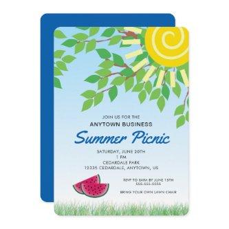 Business Summer Picnic | Leaves and Watermelon Invitation