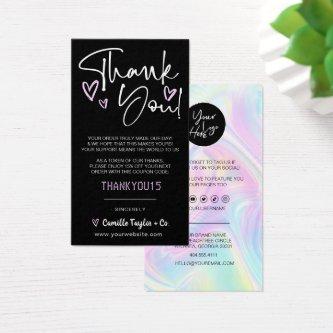 Business Thank You & Discount Code Holographic