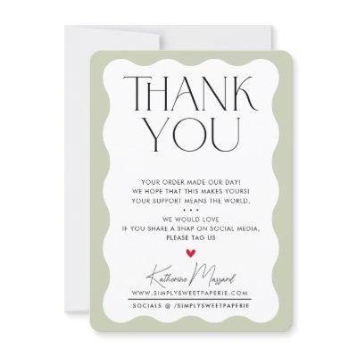 BUSINESS THANK YOU trendy elegant serif sage green