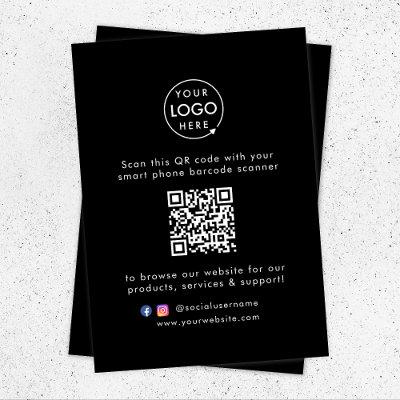 Business Website | QR Code Scan Me Modern Black Enclosure Card