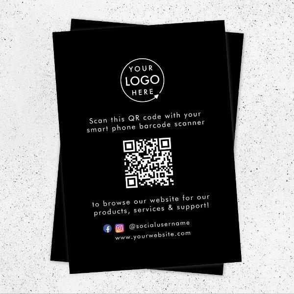 Business Website | QR Code Scan Me Modern Black Enclosure Card