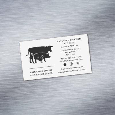 Butcher Meat Market Cow Pig Chicken Social Media  Magnet
