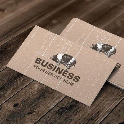 Butcher Shop Meat Market Pig Farm Rustic Cream