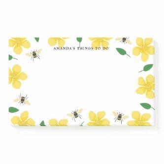 Buttercups & Bees - Custom Name Post-it Notes