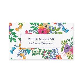 Butterflies & Flowers Vibrant Floral Pattern