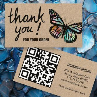 Butterflies Thank You for Your Order QR Code Kraft