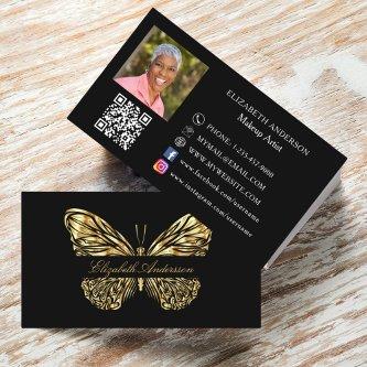 Butterfly black gold QR code photo