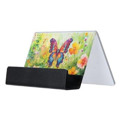 Butterfly Blue Orange Wings Desk  Holder