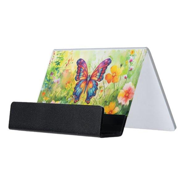 Butterfly Blue Orange Wings Desk  Holder